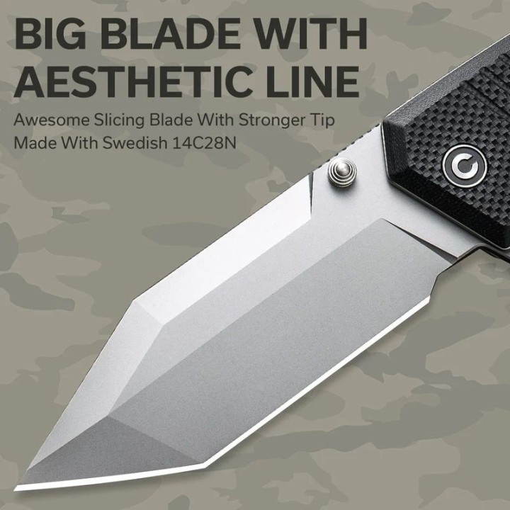 Couteau CIVIVI Bhaltair Black 14C28N SW Tanto Blade Black G10 Handles IKBS CIVC230241 - Livraison Gratuite
