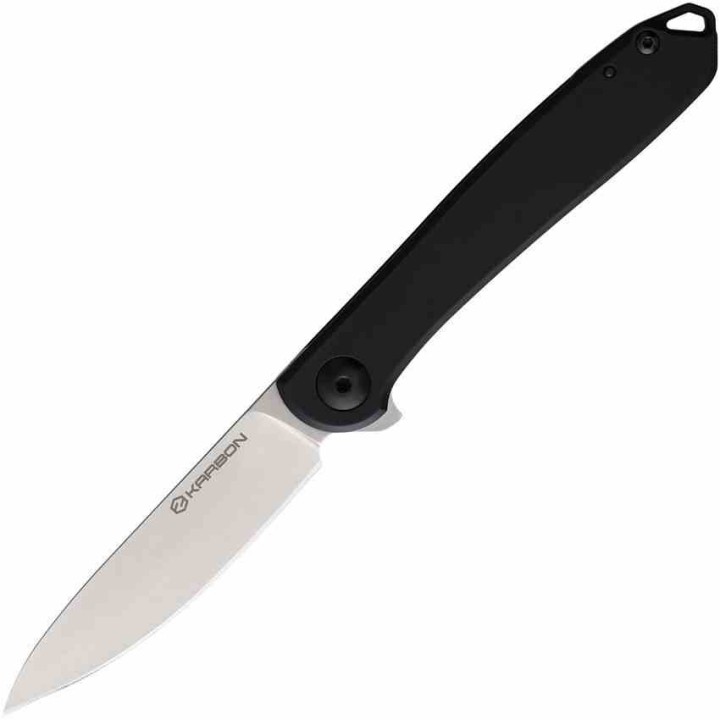 Couteau Karbon Tidbit Satin Lame Acier N690 Manche Acier Black Framelock IKBS Clip KARB106 - Livraison Gratuite