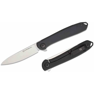 Couteau Karbon Tidbit Satin Lame Acier N690 Manche Acier Black Framelock IKBS Clip KARB106 - Livraison Gratuite