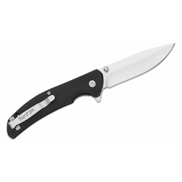 Couteau Bear & Son Sideliner Black Manche Zytel Lame Acier 440 Satin Linerlock Clip USA BC778 - Livraison Gratuite