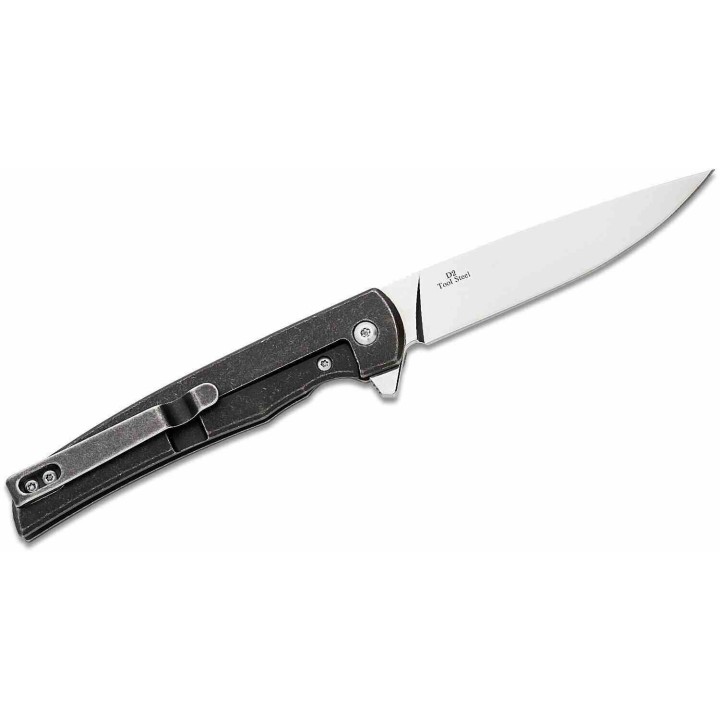 Couteau Bear & Son Rancher Sideliner Titanium Lame Acier D2 Clip Point Manche Titane Framelock BCTI21 - Livraison Gratuite
