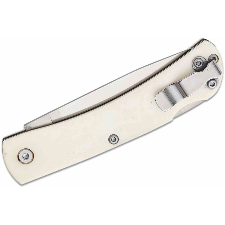 Couteau Bear & Son Small Farmhand White Smooth Bone Lame Acier Carbone Lockback USA BCWSB37L - Livraison Gratuite