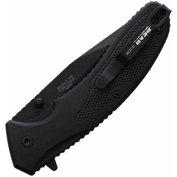 Couteau Bear & Son Sideliner Black Manche Zytel Lame Acier 440 Black Combo Linerlock Clip USA BC61130 - Livraison Gratuite
