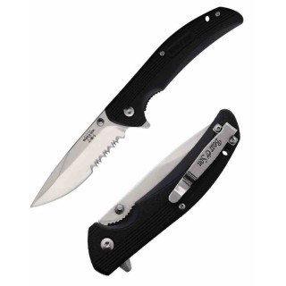 Couteau Bear & Son Sideliner Black Manche Zytel Lame Acier 440 Satin Serr Linerlock Clip USA BC778SR - Livraison Gratuite