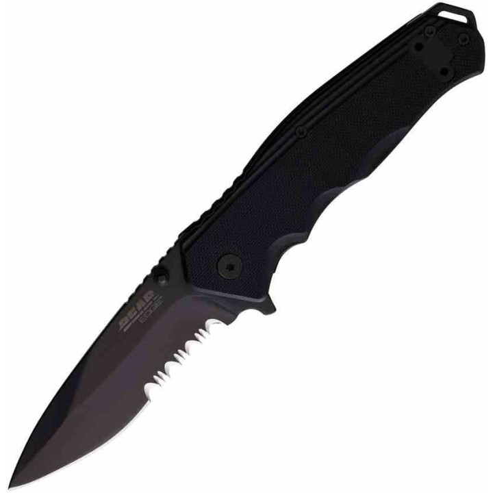 Couteau Bear & Son Sideliner Black Manche Zytel Lame Acier 440 Black Combo Linerlock Clip USA BC61129 - Livraison Gratuite