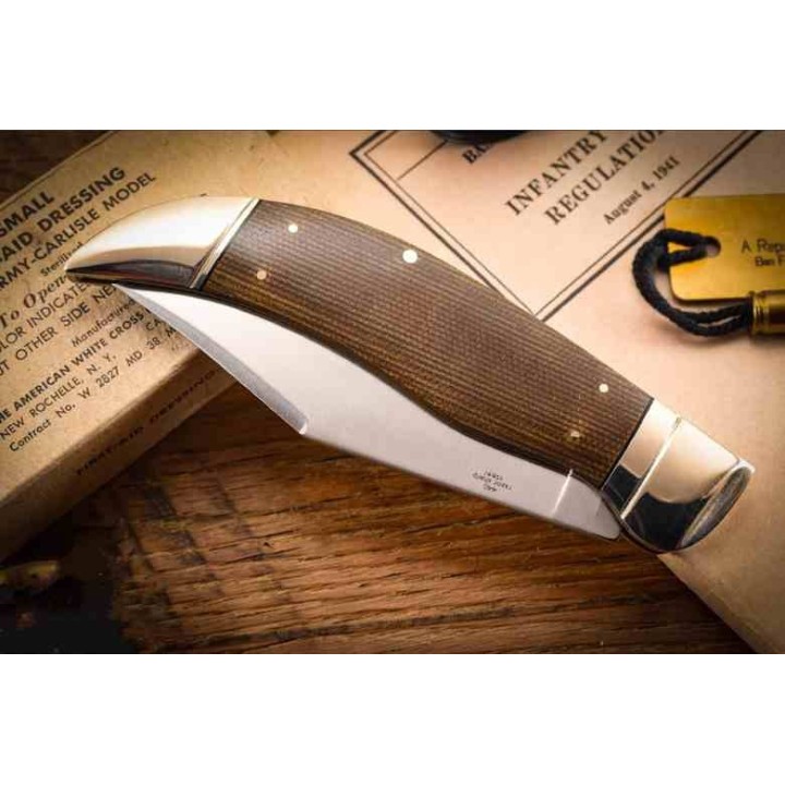 Couteau Rough Ryder Deer Slayer Brown Burlap Lame Acier 440 Manche Micarta Slip Joint RR2329 - Livraison Gratuite