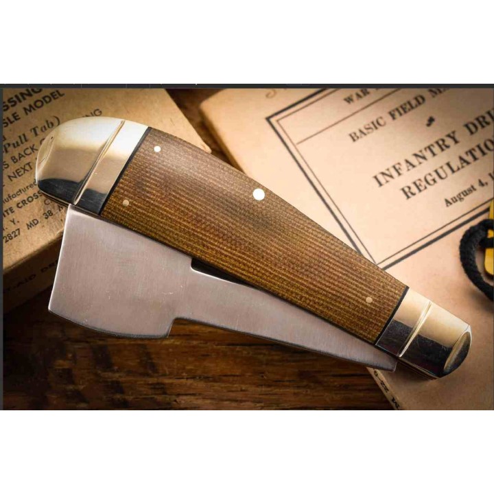 Couteau Rough Ryder Pocket Chopper Hatchet & Clip Lames Acier 440 Manche Micarta RR2339 - Livraison Gratuite