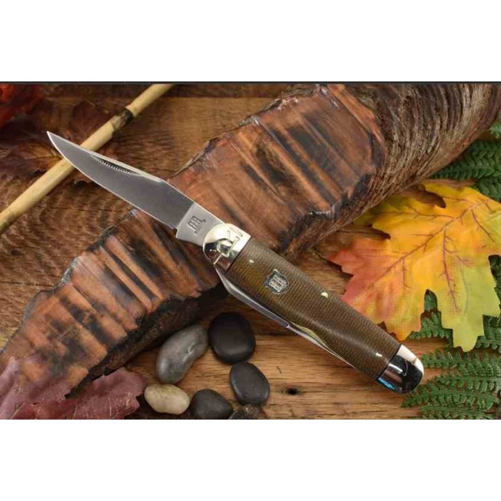 Couteau Rough Ryder Moose Burlap Manche Micarta Lames Acier 440 RR2338 - Livraison Gratuite