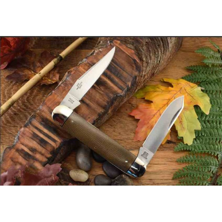 Couteau Rough Ryder Moose Burlap Manche Micarta Lames Acier 440 RR2338 - Livraison Gratuite
