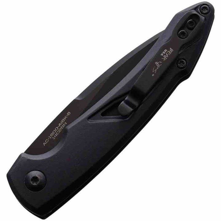 Couteau Automatique Bear & Son Auto Action XVI Lame Acier 14C28N Manche Alu Button Lock USA BC1600AIBKB - Livraison Gratuite