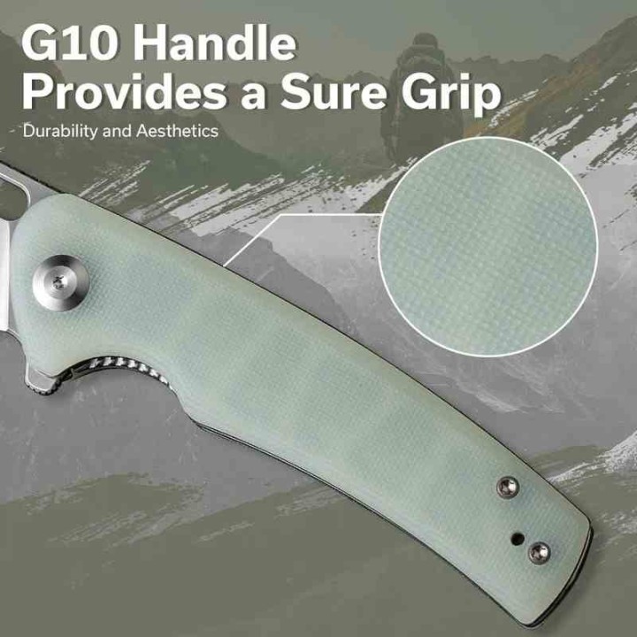 Couteau Sencut Vesperon Jade Lame Acier 9Cr18MoV Satin Manche G10 IKBS Linerlock Clip S200652 - Livraison Gratuite