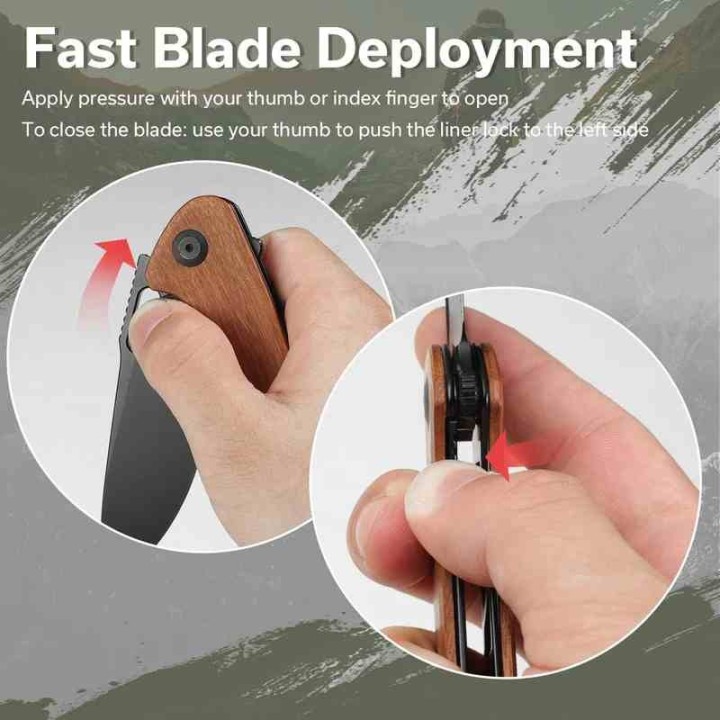 Couteau Sencut Vesperon Guibourtia Lame Acier 9Cr18MoV Black Manche Bois IKBS Linerlock Clip S200654 - Livraison Gratuite