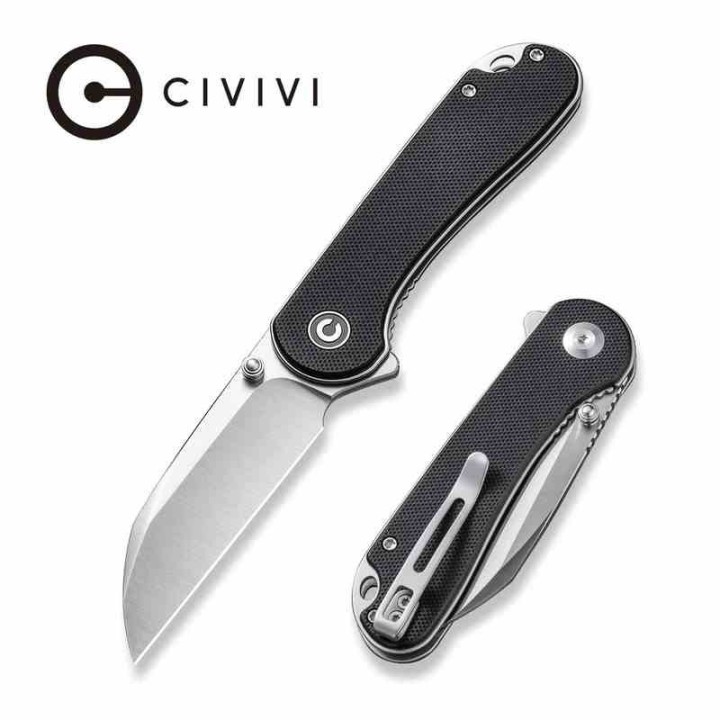 Couteau CIVIVI Elementum Nitro-V Satin Lame Wharncliffe Manche Black G10 IKBS Linerlock Clip CIVC18062AF1 - Livraison Gratuite