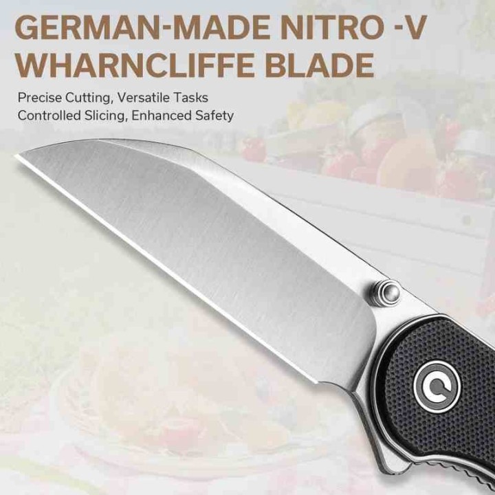 Couteau CIVIVI Elementum Nitro-V Satin Lame Wharncliffe Manche Black G10 IKBS Linerlock Clip CIVC18062AF1 - Livraison Gratuite