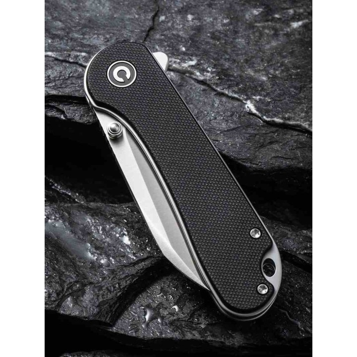 Couteau CIVIVI Elementum Nitro-V Satin Lame Wharncliffe Manche Black G10 IKBS Linerlock Clip CIVC18062AF1 - Livraison Gratuite