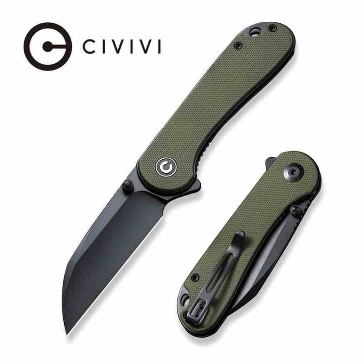 Couteau CIVIVI Elementum Nitro-V Black Lame Wharncliffe Manche Green G10 IKBS Linerlock Clip CIVC18062AF2 - Livraison Gratuite