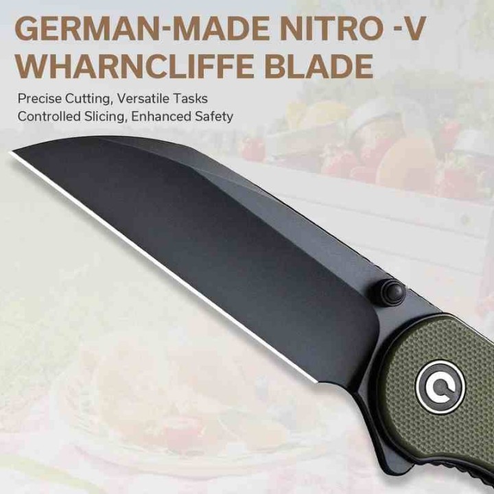 Couteau CIVIVI Elementum Nitro-V Black Lame Wharncliffe Manche Green G10 IKBS Linerlock Clip CIVC18062AF2 - Livraison Gratuite
