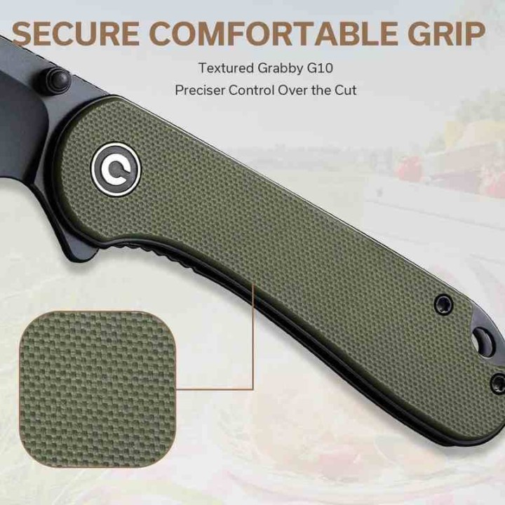 Couteau CIVIVI Elementum Nitro-V Black Lame Wharncliffe Manche Green G10 IKBS Linerlock Clip CIVC18062AF2 - Livraison Gratuite