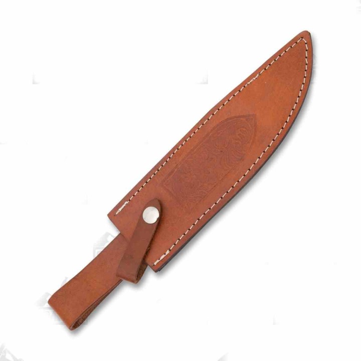 Couteau Damas Frost Cutlery Valley Forge Manche Noyer Lame Acier Damas 26 Couches Etui Cuir FVFD52 - Livraison Gratuite