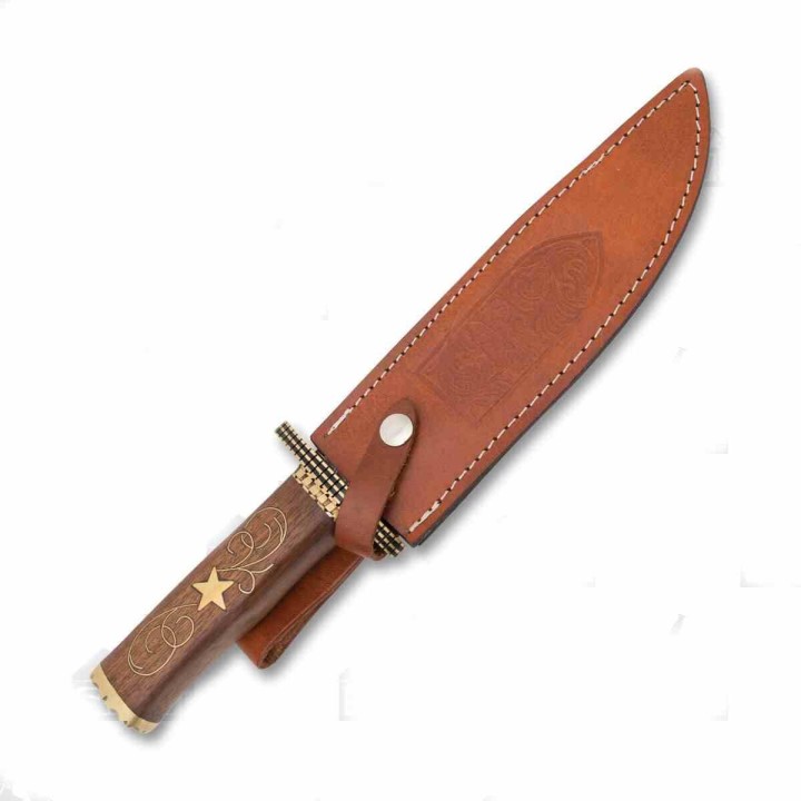 Couteau Damas Frost Cutlery Valley Forge Manche Noyer Lame Acier Damas 26 Couches Etui Cuir FVFD52 - Livraison Gratuite