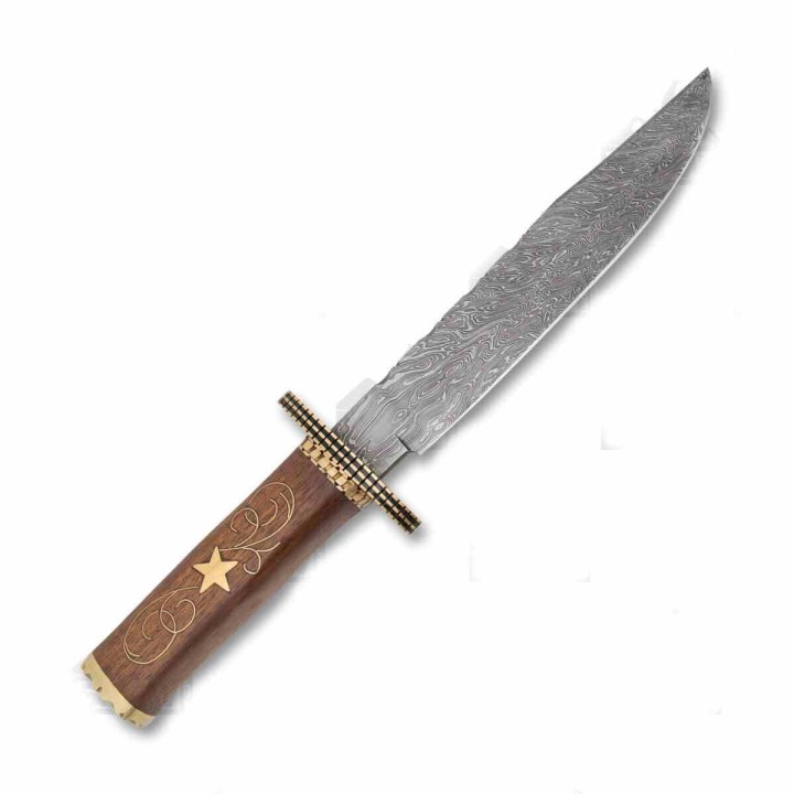 Couteau Damas Frost Cutlery Valley Forge Manche Noyer Lame Acier Damas 26 Couches Etui Cuir FVFD52 - Livraison Gratuite