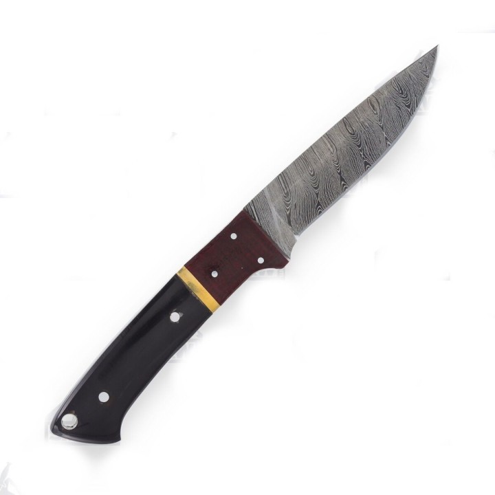Couteau Damas Frost Cutlery Hunter Buffalo Horn Manche Corne Lame 256 Couches Etui Cuir FCW4762BHD - Livraison Gratuite