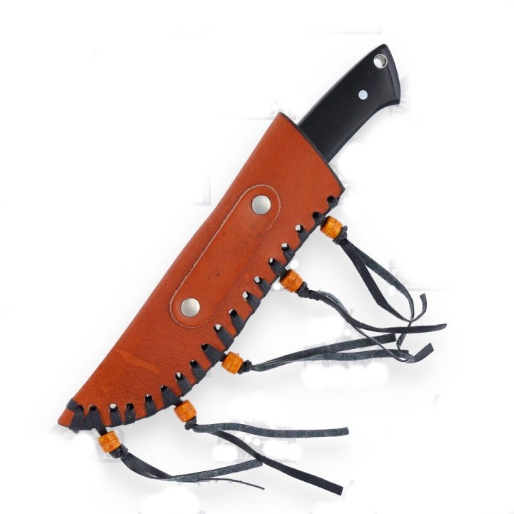 Couteau Damas Frost Cutlery Hunter Buffalo Horn Manche Corne Lame 256 Couches Etui Cuir FCW4762BHD - Livraison Gratuite
