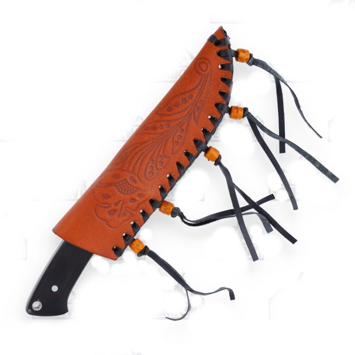 Couteau Damas Frost Cutlery Hunter Buffalo Horn Manche Corne Lame 256 Couches Etui Cuir FCW4762BHD - Livraison Gratuite