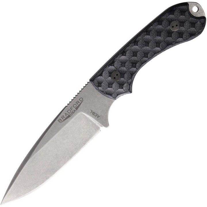 Couteau Bradford Guardian 3.2  Black Manche G10 Lame Acier AEB-L Etui Cuir Made USA BRAD32FE001A - Livraison Gratuite