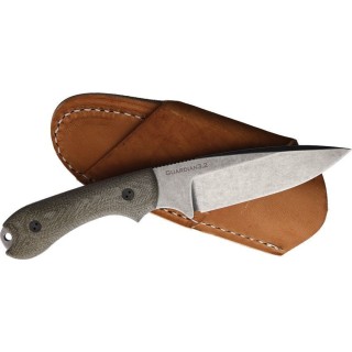Couteau Bradford Guardian 3.2 3D OD Green Manche Micarta Lame Acier AEB-L Etui Cuir Made USA BRAD32FE102A - Livraison Gratuite