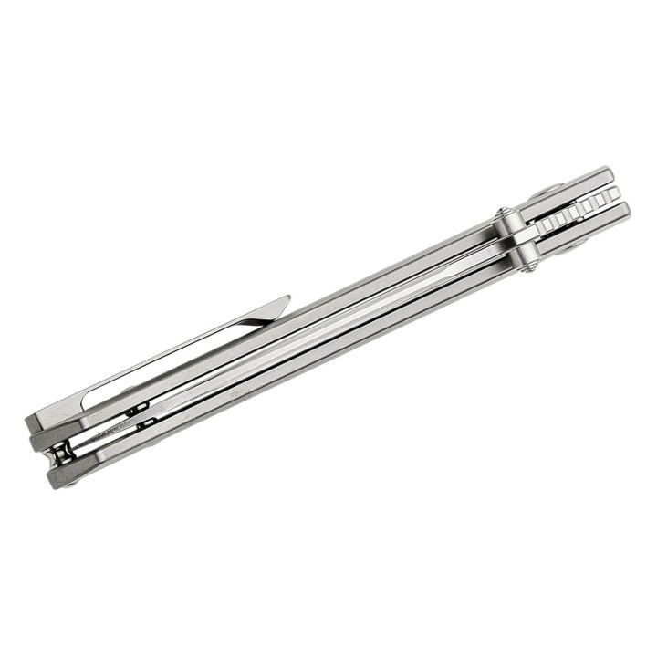 Couteau ArtisanCutlery Andromeda Gray Manche Titane Lame Acier CPM-S35VN Button Lock Clip IKBS ATZ1856GGY - Livraison Gratuite