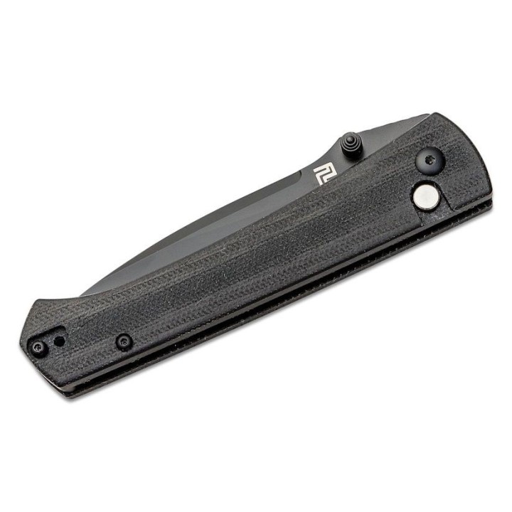 Couteau ArtisanCutlery Andromeda Black Manche Micarta Lame Acier CPM-S35VN Button Lock IKBS ATZ1856PMBK - Livraison Gratuite