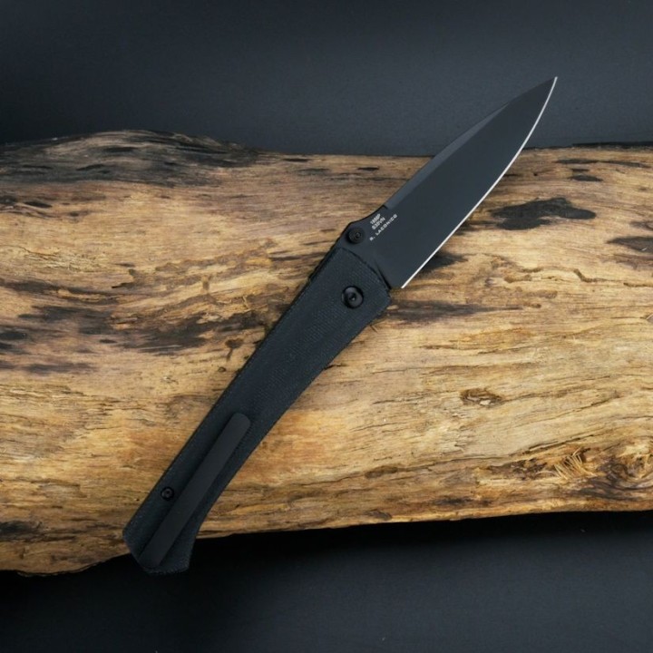 Couteau ArtisanCutlery Andromeda Black Manche Micarta Lame Acier CPM-S35VN Button Lock IKBS ATZ1856PMBK - Livraison Gratuite