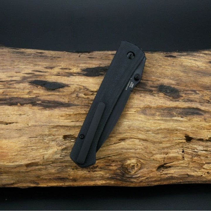 Couteau ArtisanCutlery Andromeda Black Manche Micarta Lame Acier CPM-S35VN Button Lock IKBS ATZ1856PMBK - Livraison Gratuite