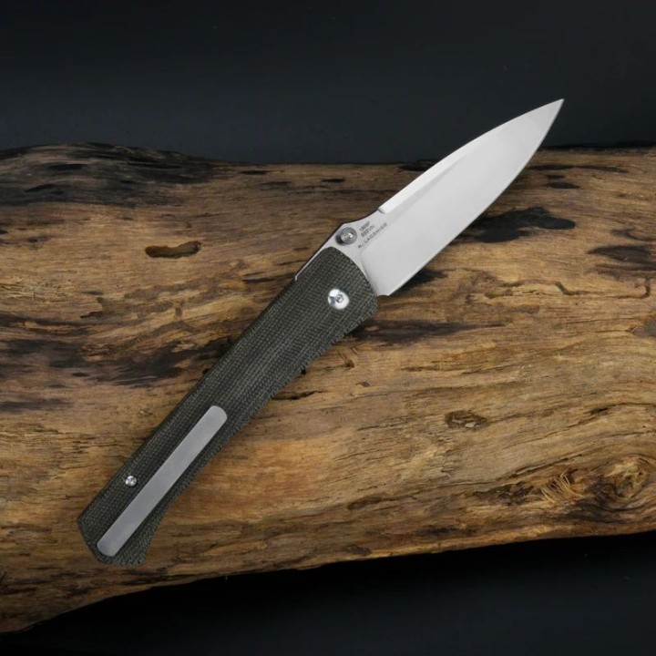 Couteau ArtisanCutlery Andromeda Od Green Manche Micarta Lame Acier CPM-S35VN Button Lock ATZ1856PODG - Livraison Gratuite