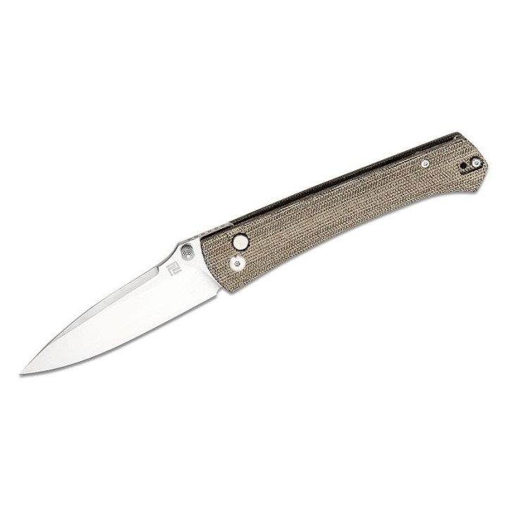 Couteau ArtisanCutlery Andromeda Od Green Manche Micarta Lame Acier CPM-S35VN Button Lock ATZ1856PODG - Livraison Gratuite