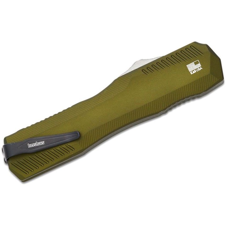 Couteau Kershaw Livewire OTF AUTO Olive Green Lame Acier CPM-MagnaCut Manche Aluminum Clip USA KS9000OL - Livraison Gratuite
