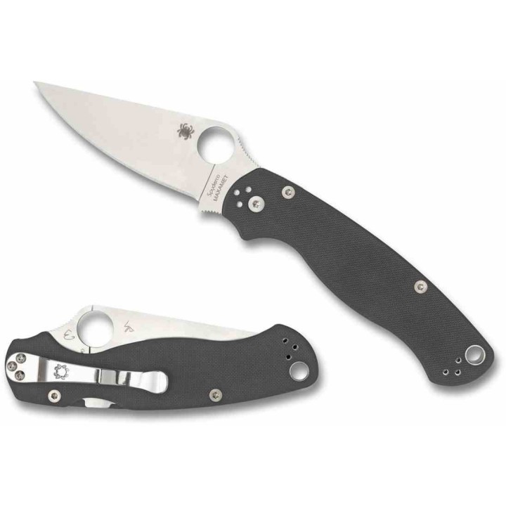 Couteau Spyderco Paramilitary 2 Lame Acier Maxamet Satin Manche G10 Compress Lock Clip USA SC81GPDGY2- Livraison Gratuite