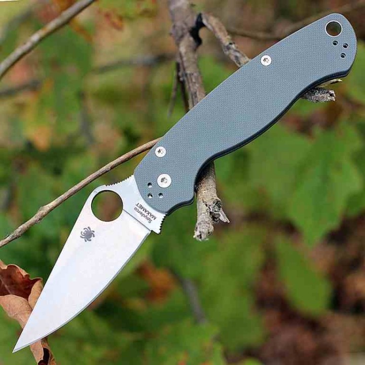 Couteau Spyderco Paramilitary 2 Lame Acier Maxamet Satin Manche G10 Compress Lock Clip USA SC81GPDGY2- Livraison Gratuite