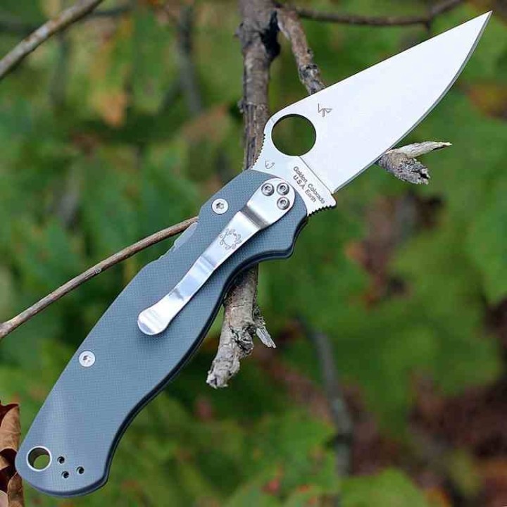Couteau Spyderco Paramilitary 2 Lame Acier Maxamet Satin Manche G10 Compress Lock Clip USA SC81GPDGY2- Livraison Gratuite