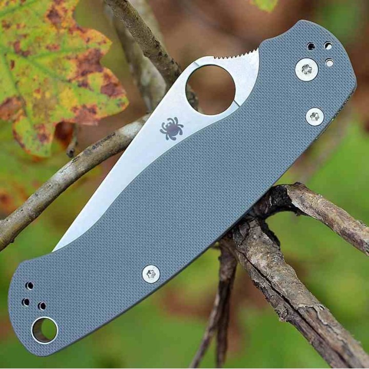 Couteau Spyderco Paramilitary 2 Lame Acier Maxamet Satin Manche G10 Compress Lock Clip USA SC81GPDGY2- Livraison Gratuite