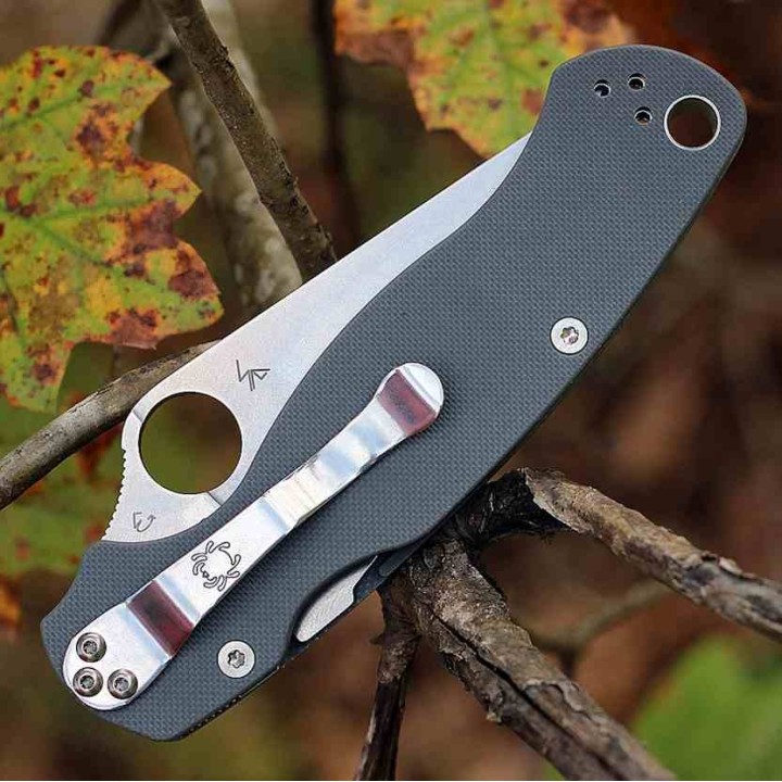 Couteau Spyderco Paramilitary 2 Lame Acier Maxamet Satin Manche G10 Compress Lock Clip USA SC81GPDGY2- Livraison Gratuite