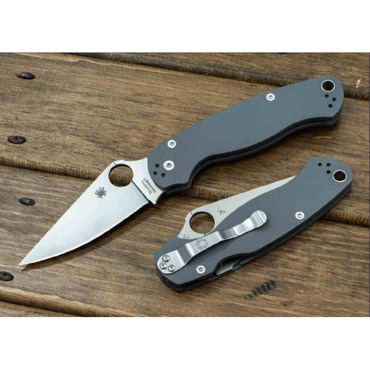 Couteau Spyderco Paramilitary 2 Lame Acier Maxamet Satin Manche G10 Compress Lock Clip USA SC81GPDGY2- Livraison Gratuite