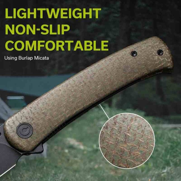 Couteau Civivi Caetus Green Burlap Lame Acier 14C28N Black Manche Micarta IKBS Linerlock Clip CIVC21025C3 - Livraison Gratuite