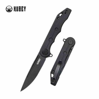 Couteau Kubey MIZO Black Manche G10 Lame Acier AUS-10 Blackwash IKBS Linelock Clip KUB312B - Livraison Gratuite