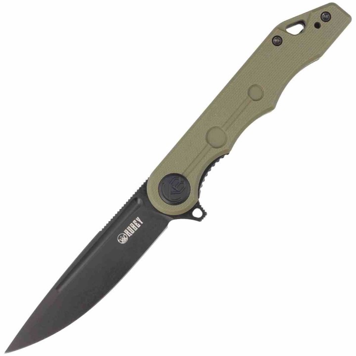 Couteau Kubey MIZO OD Green Manche G10 Lame Acier AUS-10 Blackwash IKBS Linelock Clip KUB312D - Livraison Gratuite