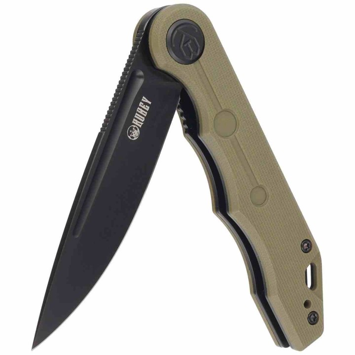 Couteau Kubey MIZO OD Green Manche G10 Lame Acier AUS-10 Blackwash IKBS Linelock Clip KUB312D - Livraison Gratuite