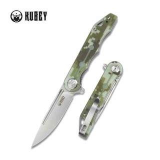 Couteau Kubey MIZO Camo Manche G10 Lame Acier AUS-10 Bead Blast IKBS Linelock Clip KUB312E - Livraison Gratuite