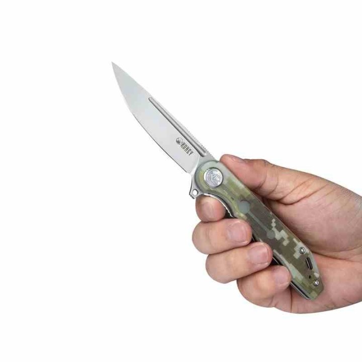 Couteau Kubey MIZO Camo Manche G10 Lame Acier AUS-10 Bead Blast IKBS Linelock Clip KUB312E - Livraison Gratuite