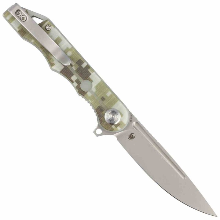 Couteau Kubey MIZO Camo Manche G10 Lame Acier AUS-10 Bead Blast IKBS Linelock Clip KUB312E - Livraison Gratuite